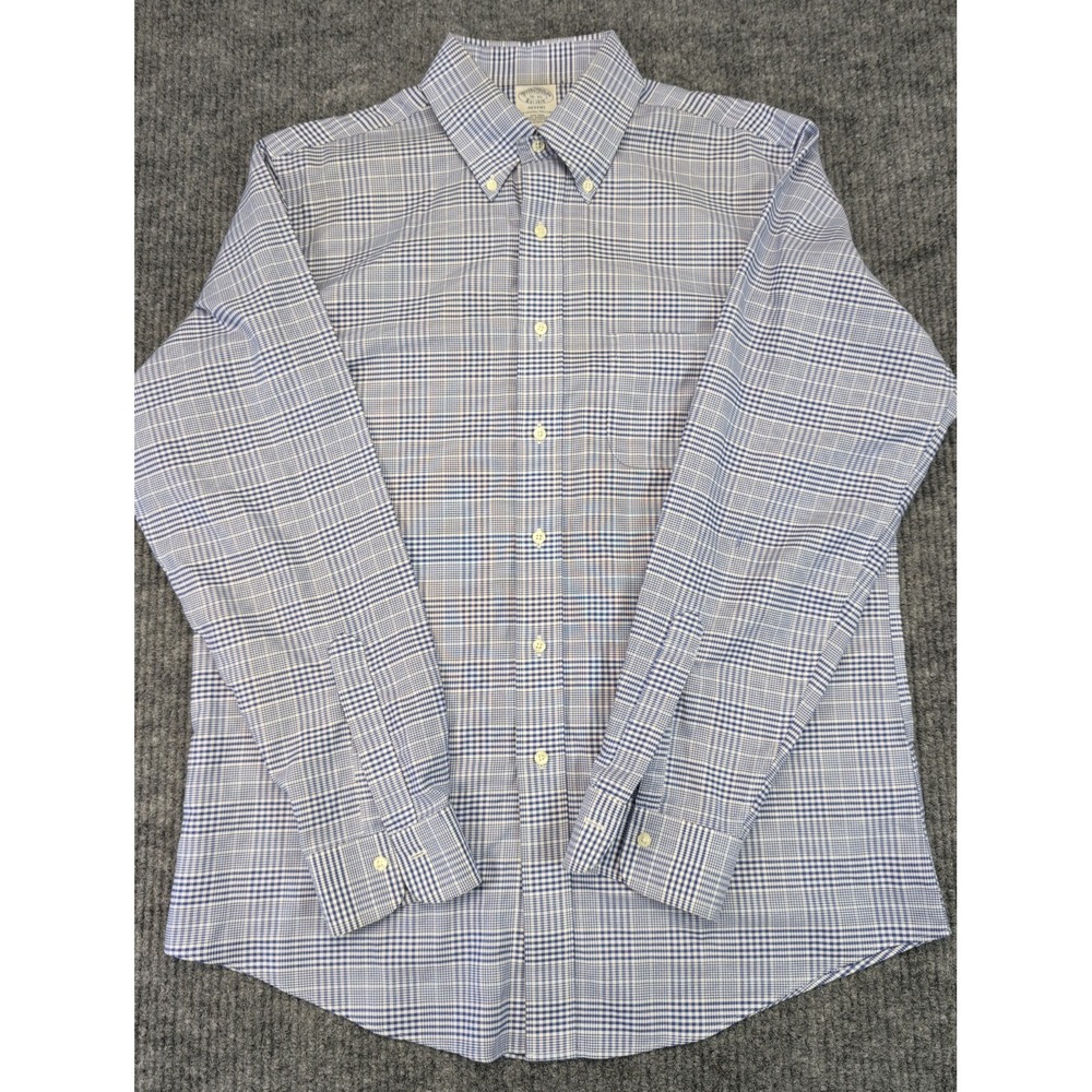 BROOKS BROTHERS Regent Men's Dress Shirt 16-35 Blue Plaid long sleeve